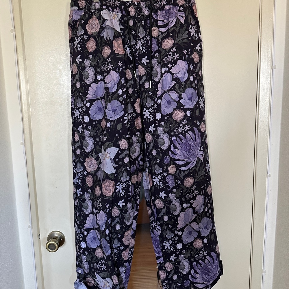 Deathly Bouquet Floral Purple and Black Unisex Trousers